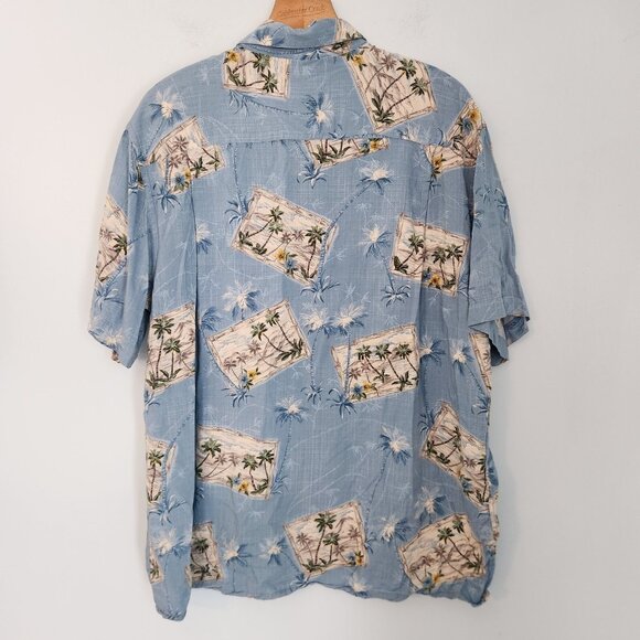 Windham Pointe Hawaiian Shirt Rayon Floral Vacation Blue Button Up Mens XL - Picture 5 of 9